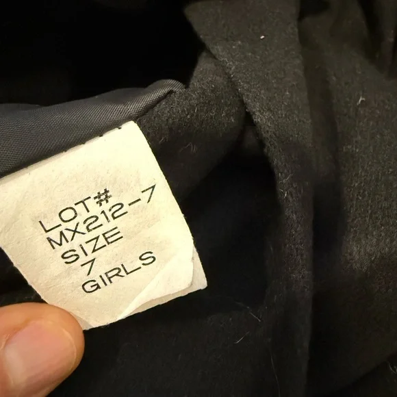Vintage Fabulous Furs Black Wool Hooded Cape Coat Girls Size 7 - Picture 4 of 4